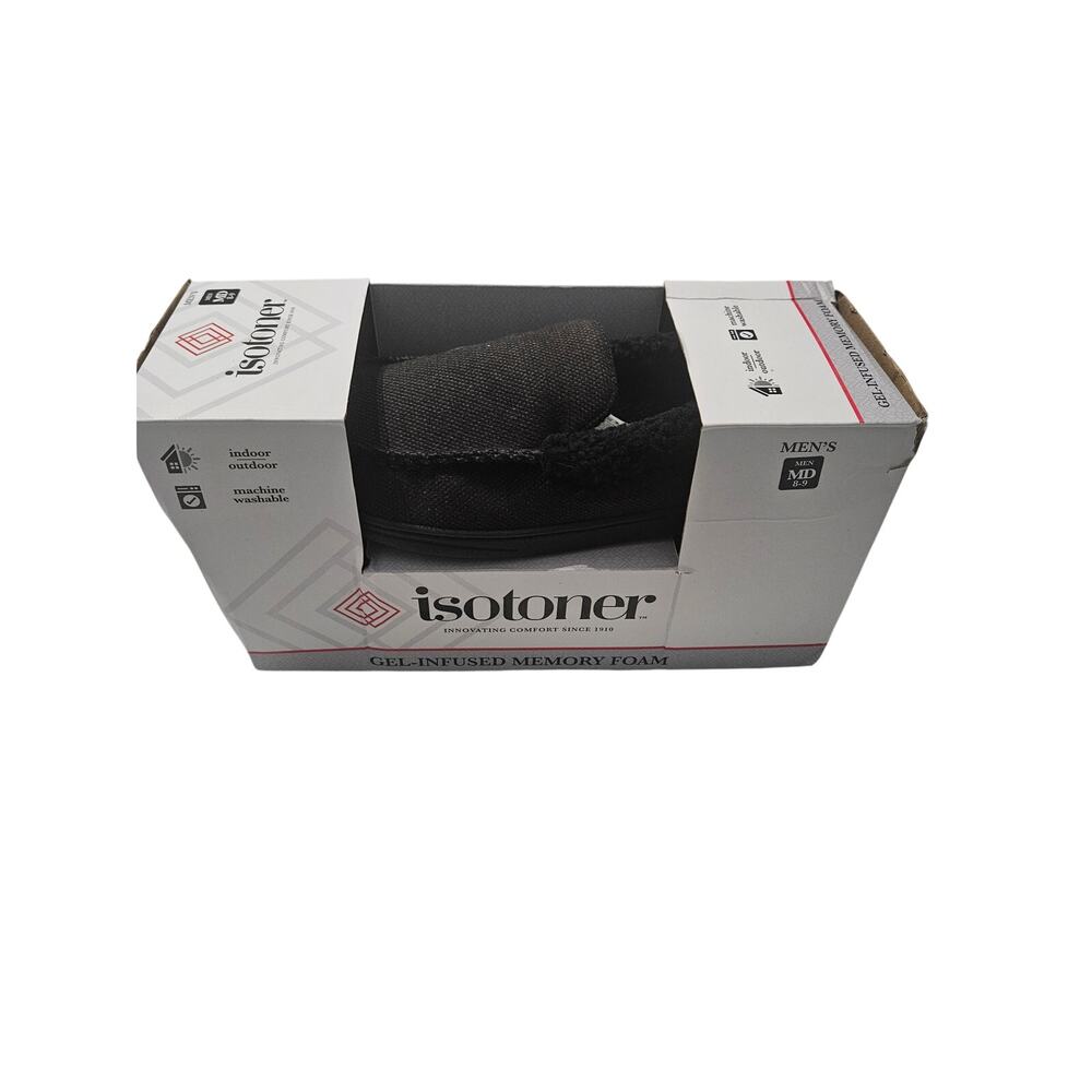 Isotoner Gel Infused Memory Foam Slippers Black Size M  8-9